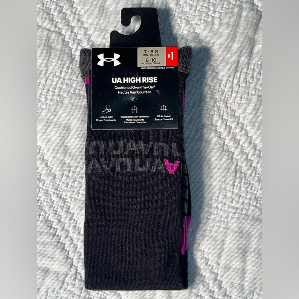 $20 NWT Under Armour Unisex UA High Rise OTC Socks Men’s 7-8.5 Women’s 6-10